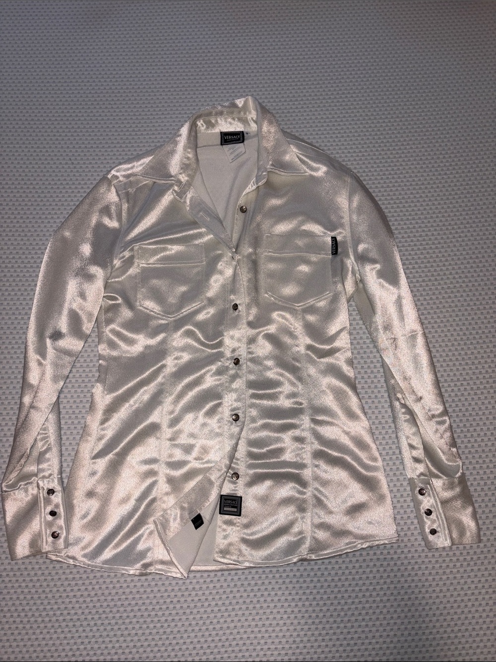 Versace Jeans Couture- Vintage Ivory shiny Button-Down Shirt
